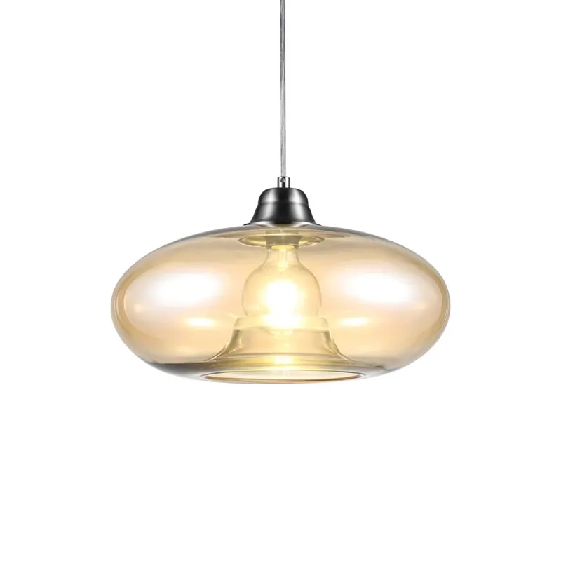 Hanglamp Lille met glazen kap, amber Nu Kopen