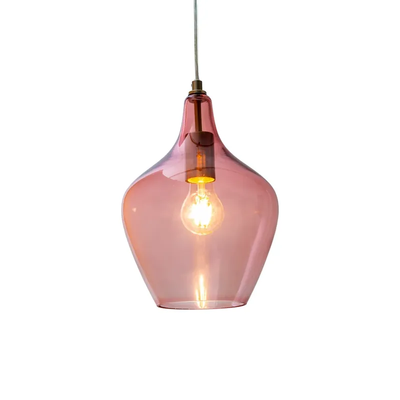 Hanglamp Paso van glas, 1-lamp, rosé Gereduceerde Prijs