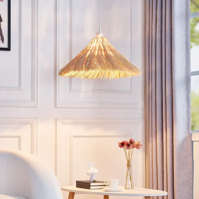 Populair Lindby hanglamp Borys, Ø 55 cm, zeegras, E27