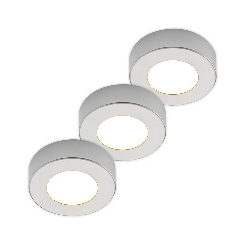 Betaalbaar Prios LED plafondlamp Edwina, zilver, 12 cm, set van 3