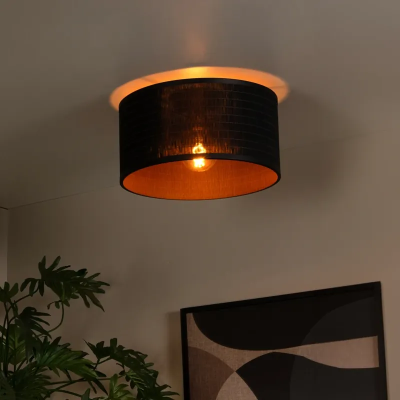 Betaalbaar Plafondlamp Tagalog van rotan, zwart/naturel
