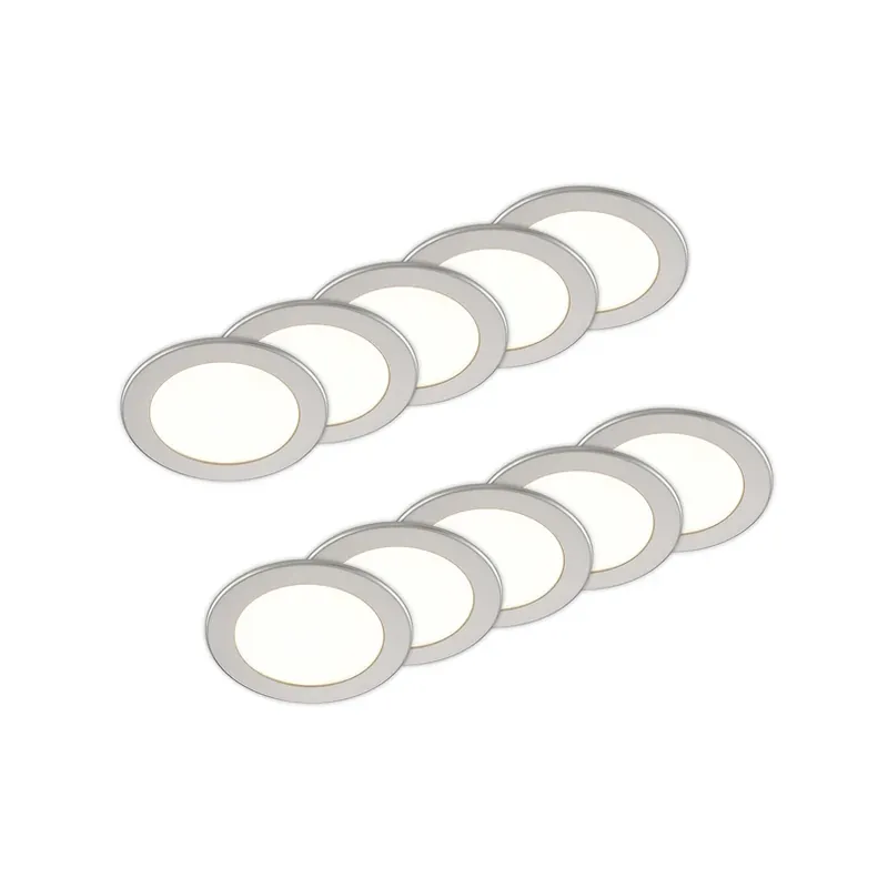 Beste Prijs Prios LED inbouwlamp Cadance, zilver, 17cm, set van 10, CCT