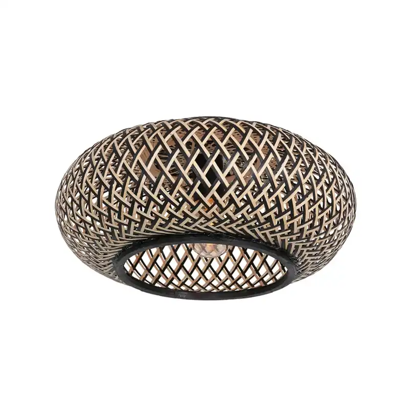 Bamboe-plafondlamp Maze, zwart-naturel Bestseller