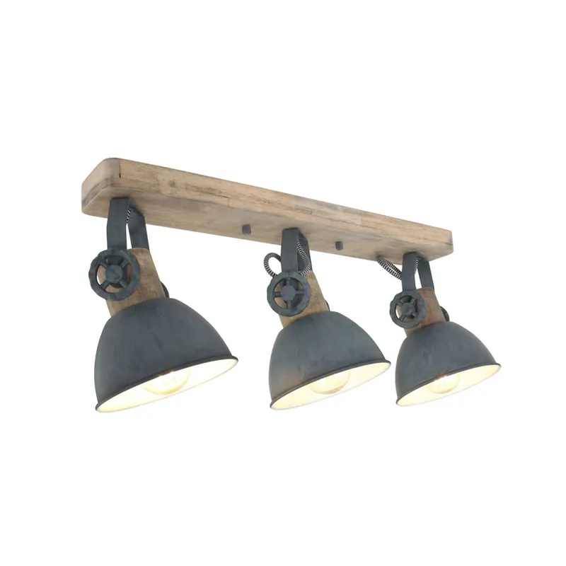 Actieprijs Plafondspot Gearwood, 3-lamps langwerpig, grijs