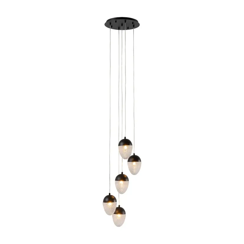 Superprijs KARE Frozen hanglamp 5-lamps spiraal zwart