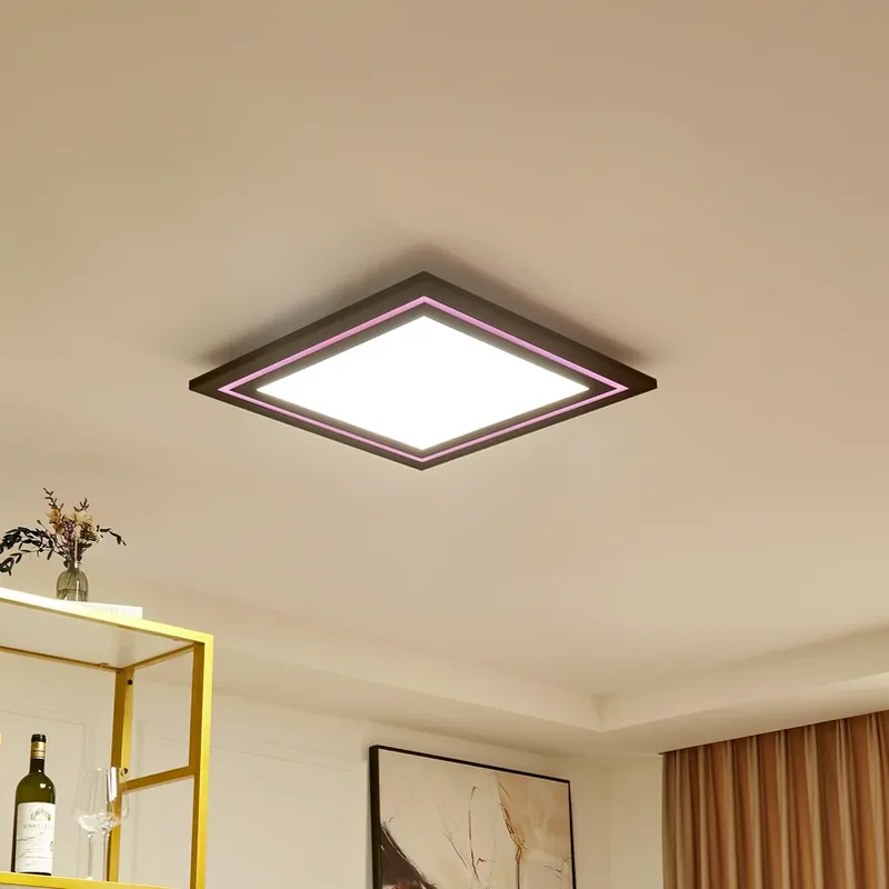 Lucande LED plafondlamp Leicy, nikkel 60 cm RGB kleurenstroom Flitsaanbieding